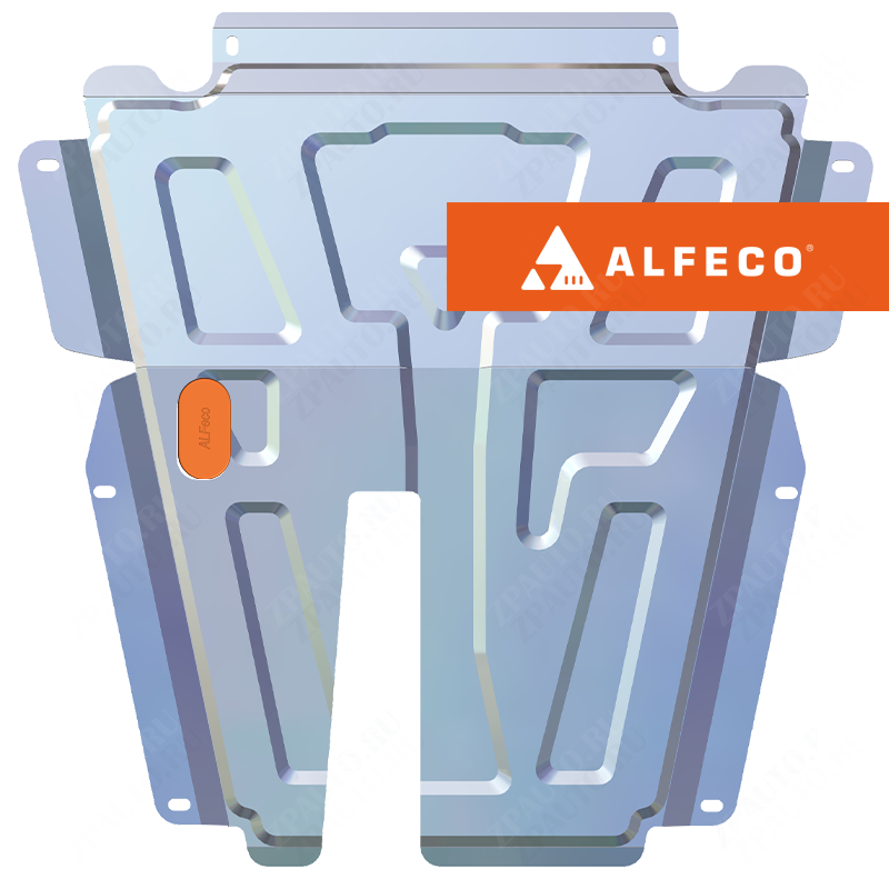 Защита  картера и КПП Renault Sandero 2009-2022 V-1,2; 1,6 , ALFeco, алюминий 4мм, арт. ALF1802al-2