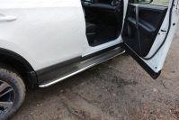 Пороги с площадкой (нерж. лист) 42,4 мм для автомобиля Toyota RAV4 2015-, TCC Тюнинг TOYRAV15-15