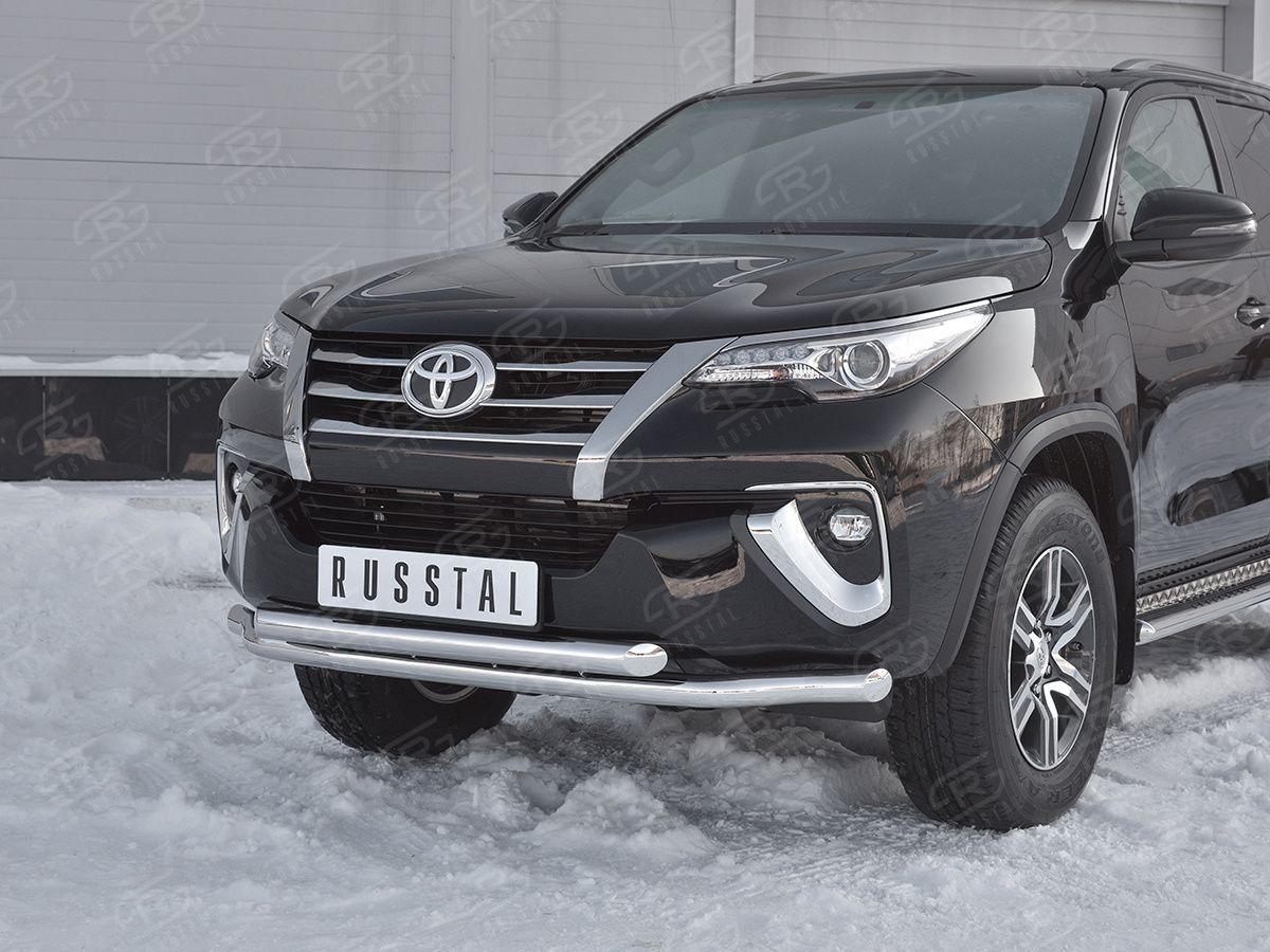 Защита переднего бампера d57/57 на Toyota Fortuner 2017, Slitkoff TFZ-002881