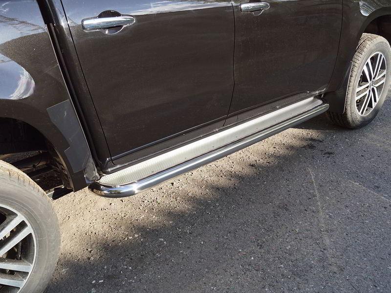 Пороги с площадкой (нерж. лист) 60,3 мм для автомобиля Mercedes-Benz X-Class 2018-, TCC Тюнинг MERXCL18-14