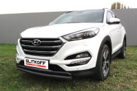 Защита переднего бампера d57 черная Hyundai Tucson 4WD (2015-2018) , Slitkoff, арт. HT4WD15003B