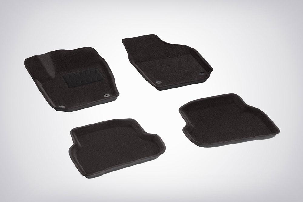 Ковры салонные 3D черные для Volkswagen Polo Sedan 2010-, Seintex 83734