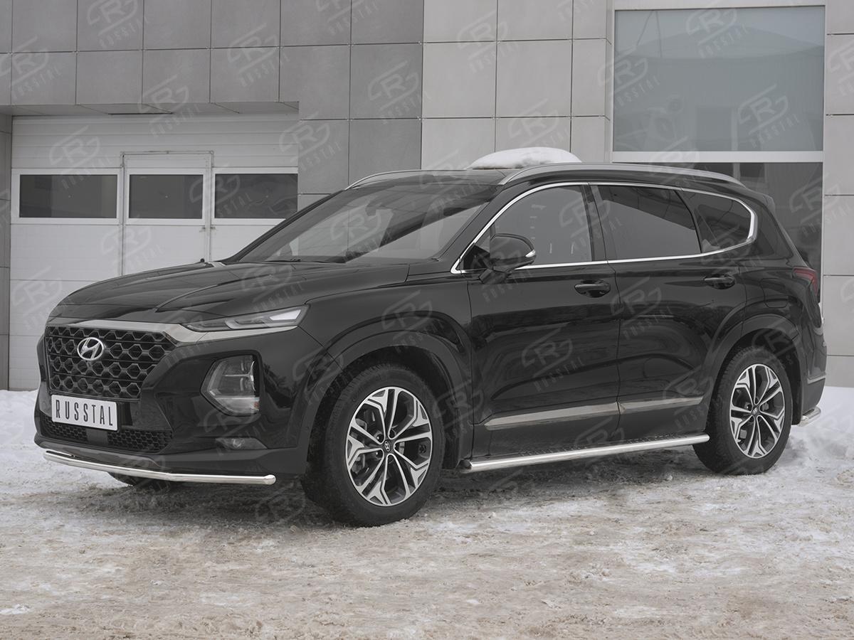 Защита переднего бампера d42 секции HSFZ-003165 для автомобиля HYUNDAI SANTA FE 2018-, Slitkoff
