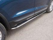 Пороги овальные гнутые с накладкой 75х42 мм для автомобиля Skoda Kodiaq 2017-, TCC Тюнинг SKOKOD17-09