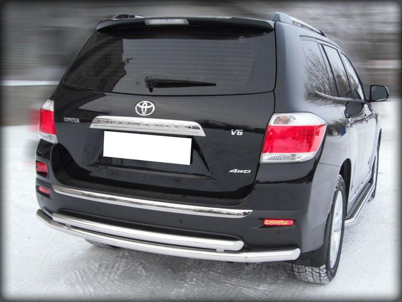 Защита заднего бампера радиусная двойная d-60+53 для Toyota Highlander 2010, Технотек HYG_2010_3.2 HYG2010_3.2