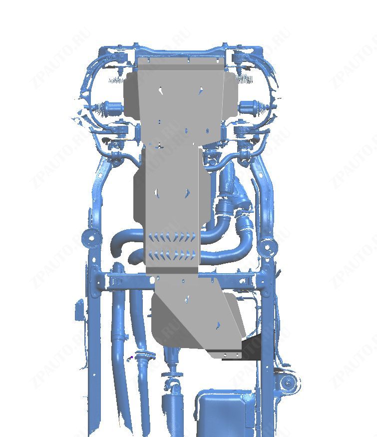 60.01ABC Защита картера ДВС, КПП и РК DODGE RAM 1500 (2018-), все кроме V-3.6 их 3-х час (Алюминий 4 мм)