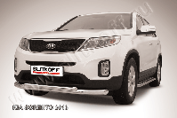 Защита переднего бампера d76+d57 двойная Kia Sorento (2012-2021) , Slitkoff, арт. KS13-001