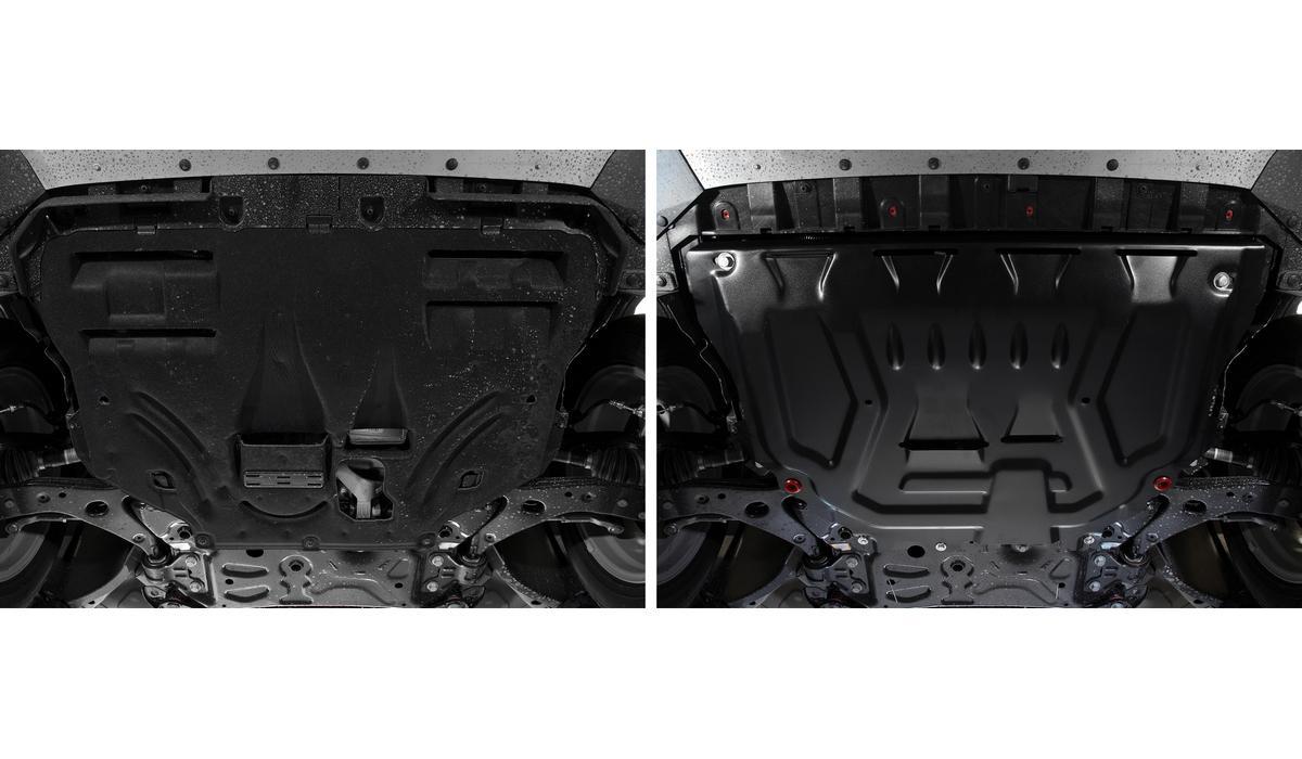Защита картера и КПП АвтоБроня для Ford Kuga II рестайлинг (V - 1.5 Ecoboost (150 л.с.); 2.5) 2016-2019, штампованная, сталь 1.8 мм, с крепежом, 111.01873.1