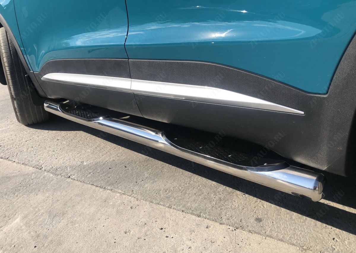 Пороги труба с проступью для автомобиля Chery Tiggo 7 Pro Max 2024 арт. CTGPM.7.24.93