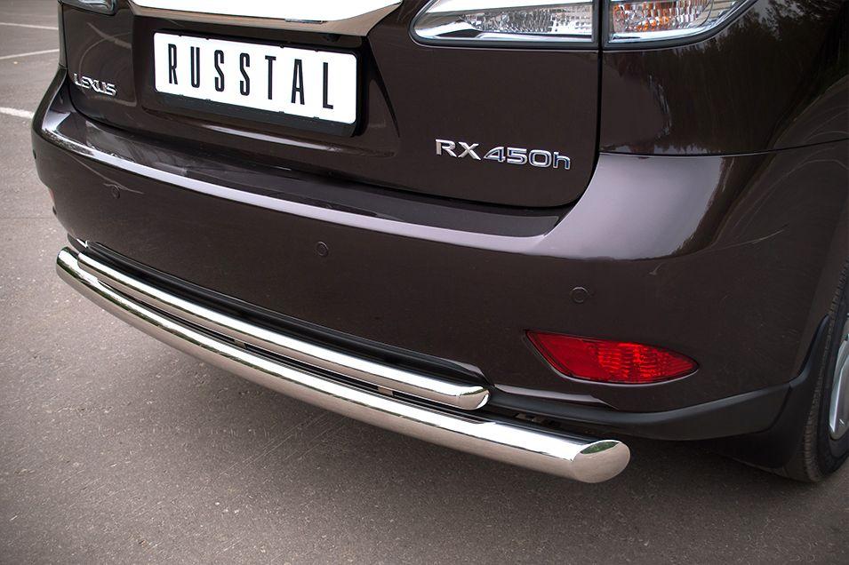Защита заднего бампера d76/42 с подъемом для Lexus RX 270/350/450h 2009-2012, Руссталь LRXZ-000415