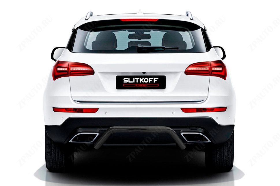 Защита заднего бампера d57 скоба черная Zotye Coupa (2013-2023) , Slitkoff, арт. ZOTCOP-007B