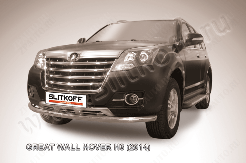 Защита переднего бампера d57 Great Wall Hover H3 (2014-2016) Black Edition, Slitkoff, арт. GWHNR-H3-003BE