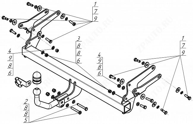 Фаркоп Toyota RAV 4 2019-, тип шара A , Motodor, арт.92526-A