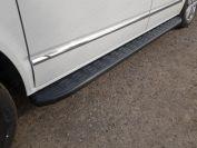 Пороги алюминиевые с пластиковой накладкой (карбон черные) 2120 мм для автомобиля Volkswagen Multivan (T6) 2015- TCC Тюнинг арт. VWMULT15-13BL