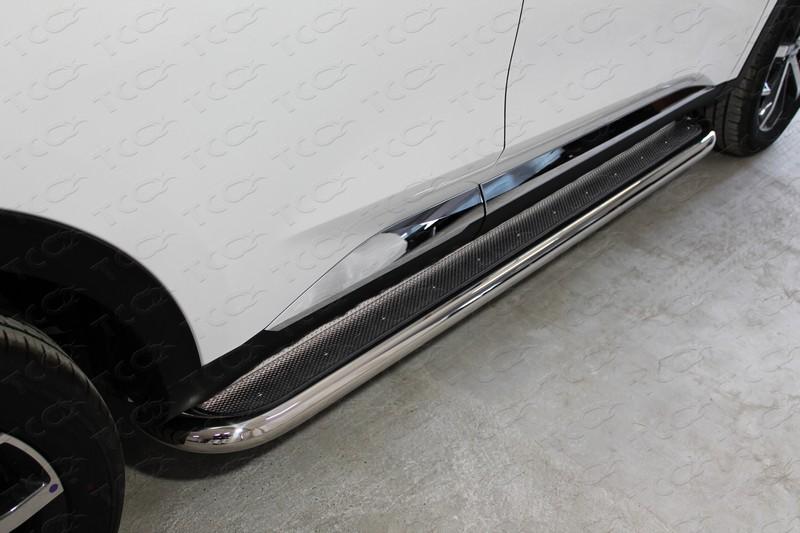 Пороги с площадкой (нерж. лист) 60,3 мм для автомобиля HAVAL F7X (2.0L 4WD) 2022-,TCC Тюнинг ,арт. HAVF7X22-20