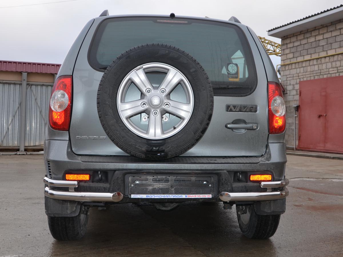 Защита заднего бампера угловая двойная для автомобиля CHEVROLET Niva 2010. CVNV.10.19, Россия