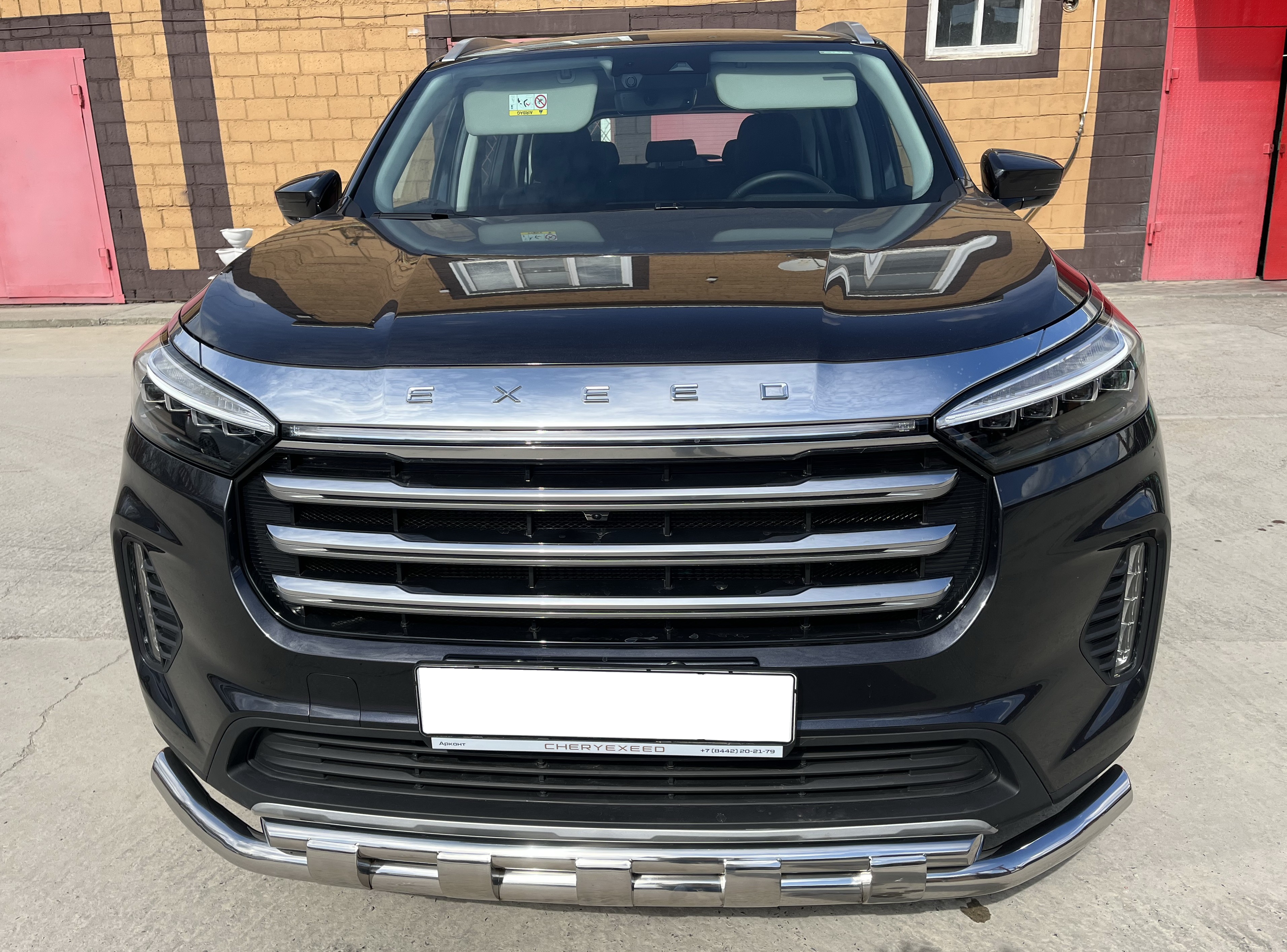 Защита переднего бампера двойная с перемычками для автомобиля CHERY CheryExeed VX 2022 арт. CHEVX.22.75