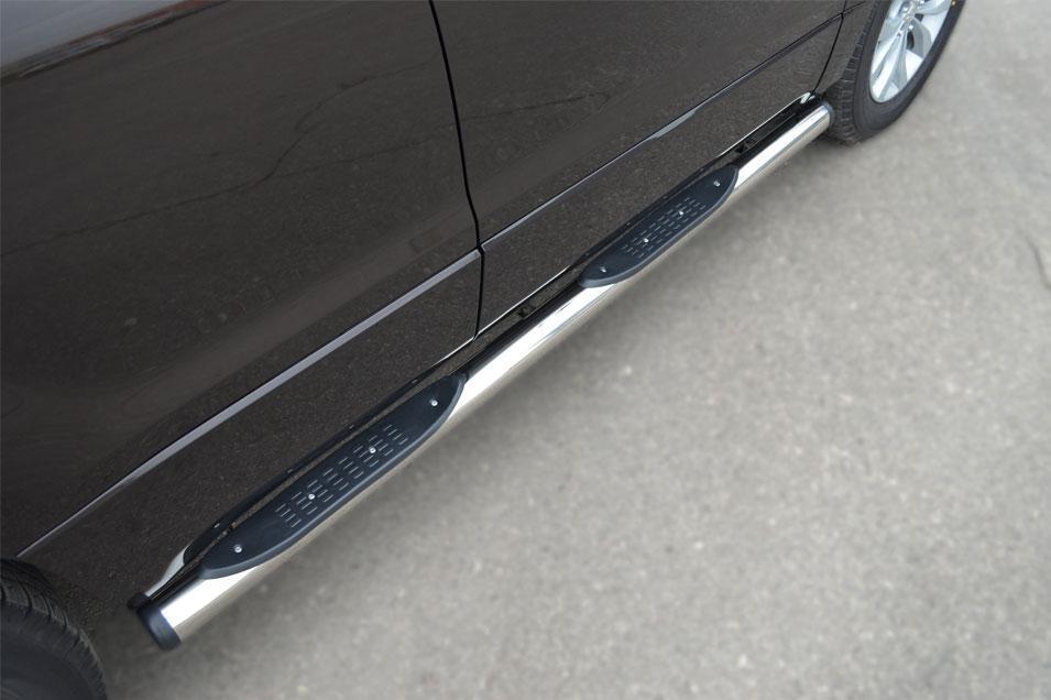 Пороги труба d76 с накладками вариант 2 для Suzuki Grand Vitara 5d 2012, Slitkoff SVT-0010952