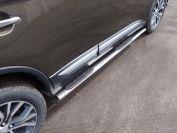 Пороги овальные с накладкой 75х42 мм для автомобиля Mitsubishi Outlander 2018-, TCC Тюнинг MITOUT18-20
