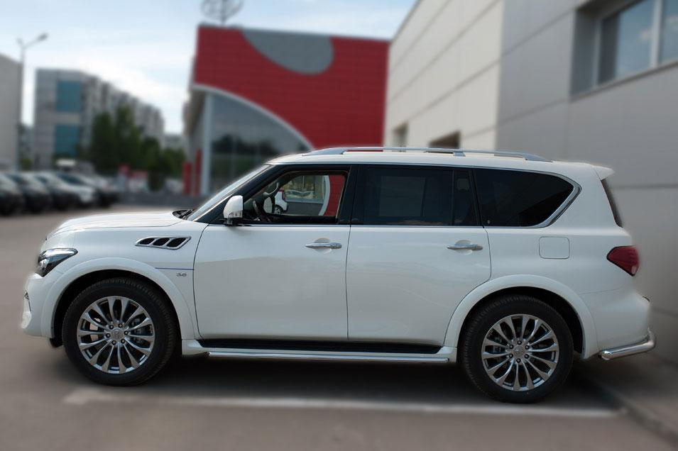 Защита порогов d42 (укороченная) для Infiniti QX80, Slitkoff IQXT-002100