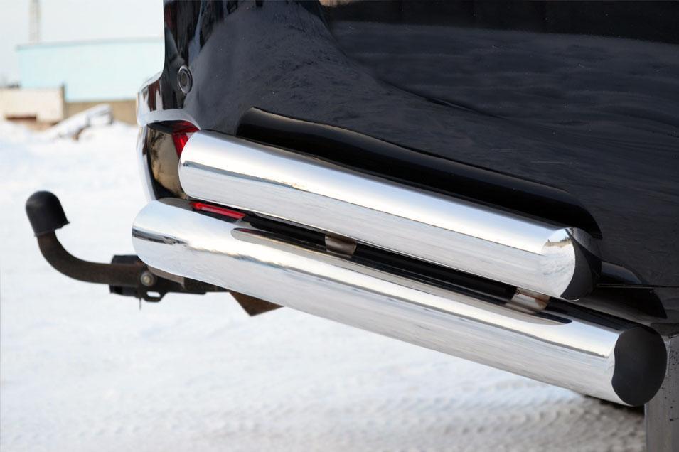 Защита заднего бампера двойная уголки d76/57 для Toyota Land Cruiser Prado 150, Slitkoff PNZ-001620