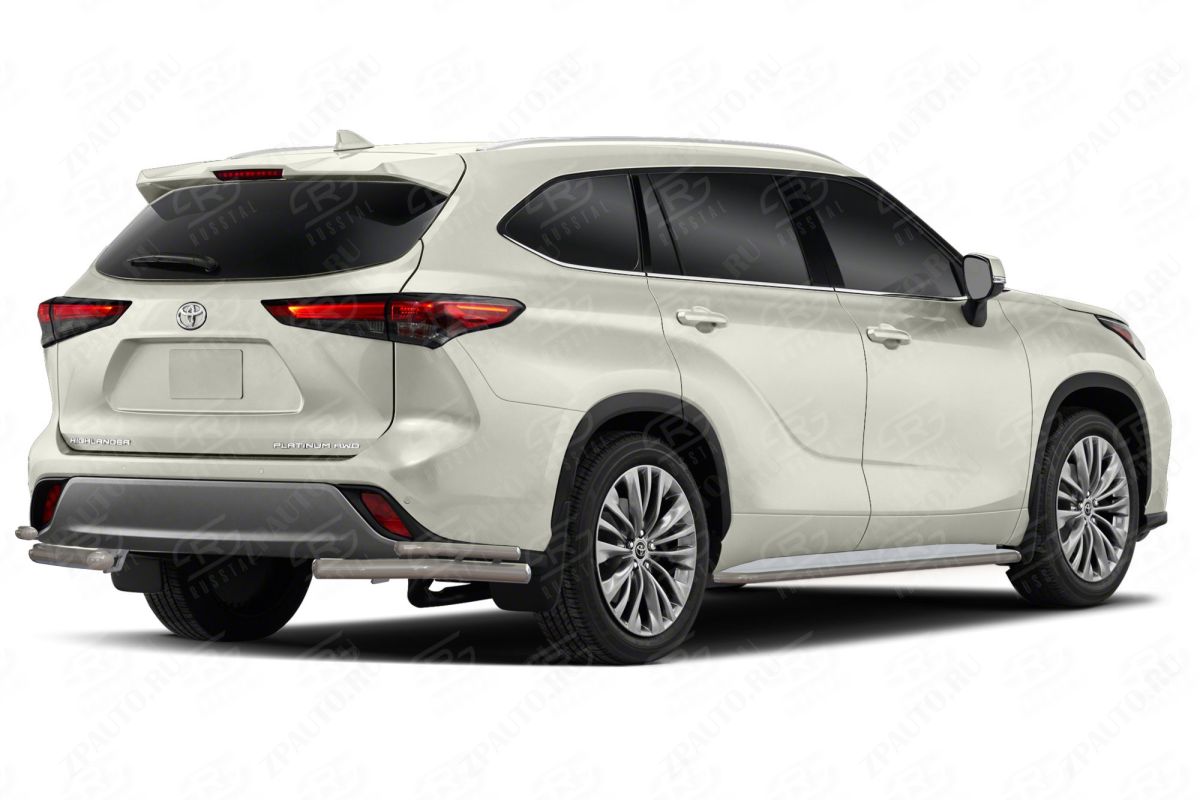 TOYOTA HIGHLANDER 2020- Защита заднего бампера уголки d57 секции-d42 секции THRZ-003624