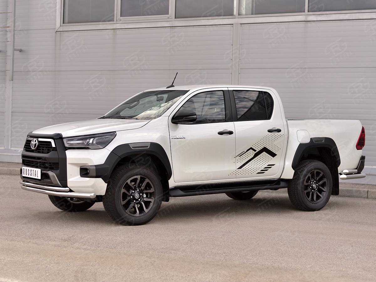 TOYOTA HILUX BLACK ONYX 2020- Защита переднего бампера d57 секции-d42 секции THBOZ-003509