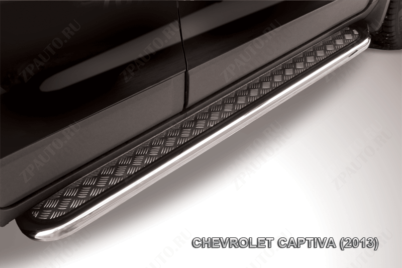 Защита порогов d57 с листом усиленная Chevrolet Captiva (2013-2016) , Slitkoff, арт. CHCap13-008