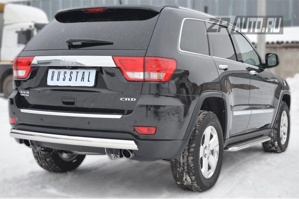 Защита заднего бампера d75х42 овал для Jeep Grand Cherokee 2012, Slitkoff JGZ-001201