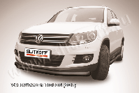 Защита переднего бампера d76 черная Volkswagen Tiguan (2011-2016) , Slitkoff, арт. VWTIG-002B