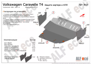 Защита  картера и кпп для Volkswagen Caravelle (T4) 1990-2003  V-2,0;3,2;1,9d;2,5D , ALFeco, алюминий 4мм, арт. ALF2621al