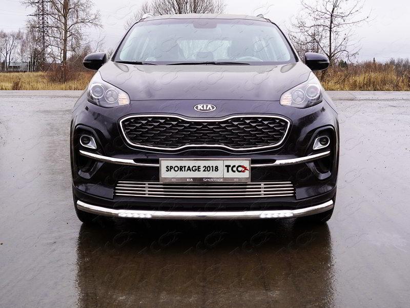 Защита передняя нижняя (с ДХО) 60,3 мм для автомобиля Kia Sportage (QL) 2018-, TCC Тюнинг KIASPORT18-20