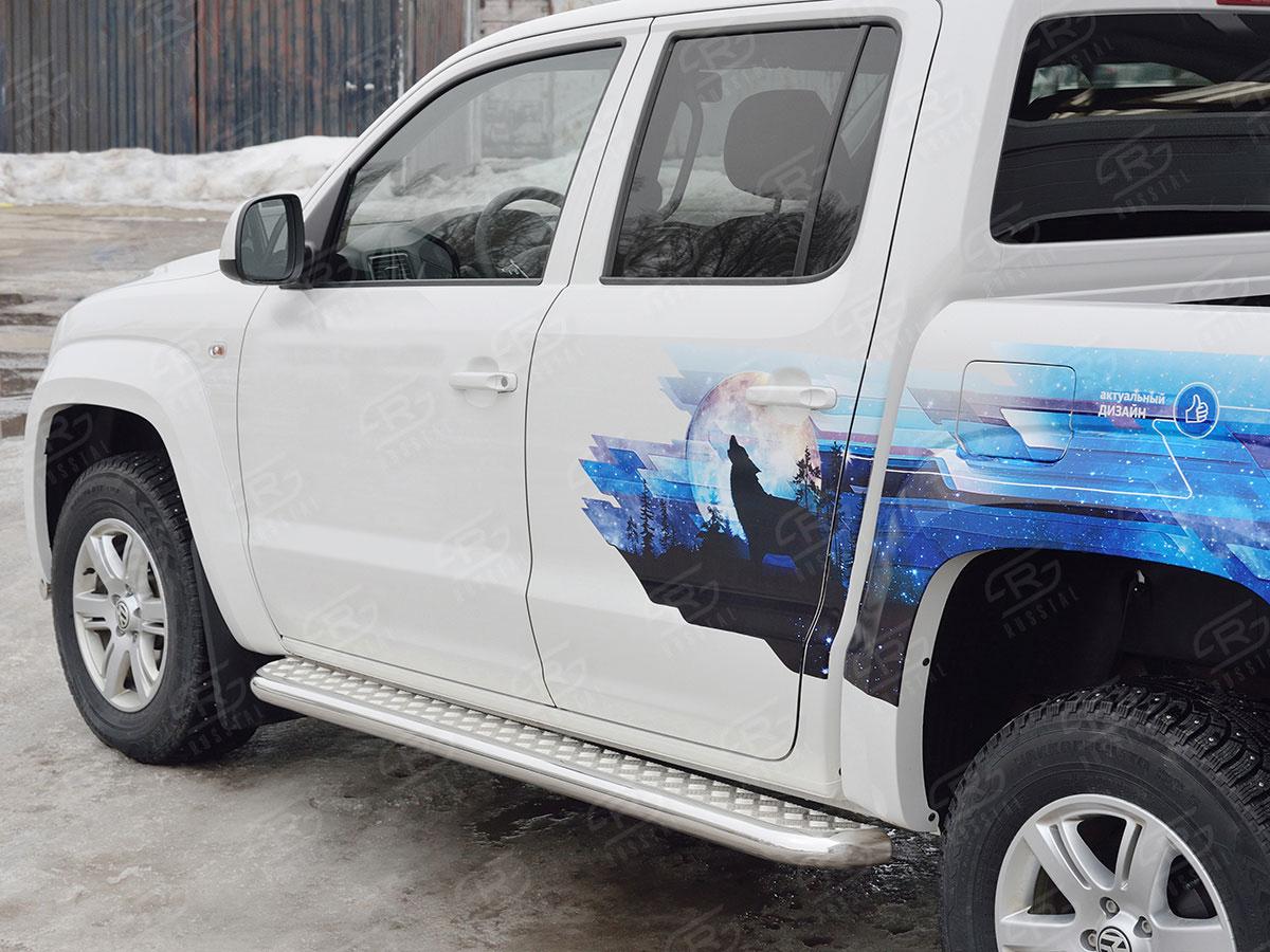 Пороги труба d57 с листом вариант 2 Volkswagen Amarok 2016, Slitkoff VAML-0025432
