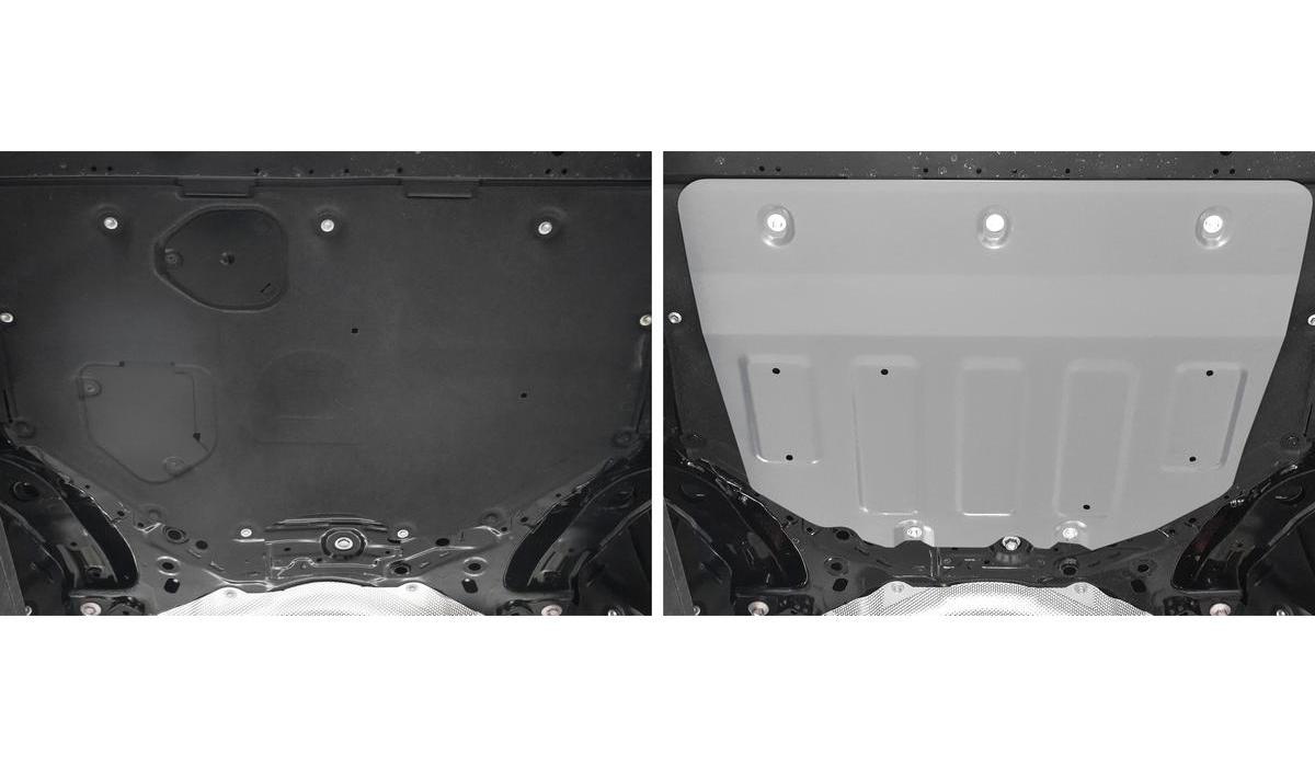 Защита картера и КПП Rival для Mazda 3 BP АКПП 2019-2020, штампованная, алюминий 3 мм, с крепежом, 333.3827.1