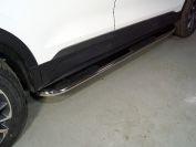 Пороги овальные гнутые с накладкой 75х42 мм для автомобиля Geely Coolray 2020- TCC Тюнинг арт. GEELCOOL20-13