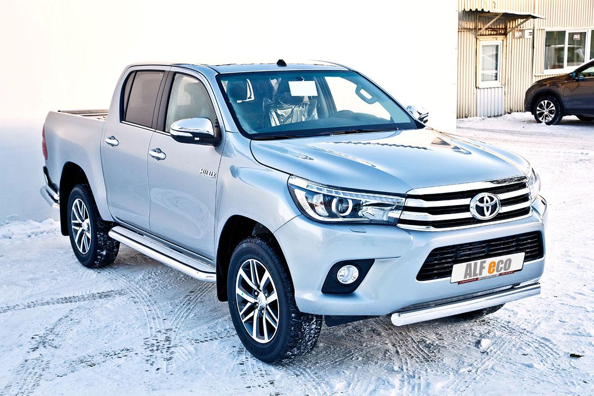 Пороги с площадкой D 60,3 для Toyota Hilux(Тойота Хайлюкс), ALFeco арт. TOYHIL-15.05