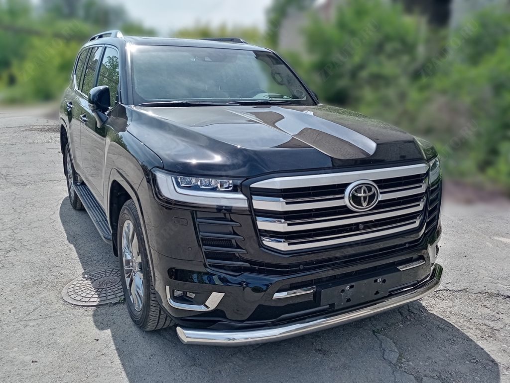 Защита переднего бампера радиусная d-76 с подгибами для автомобиля Toyota Land Cruiser 300 2021-наст.вр. арт. LCN300_4.2, Технотек