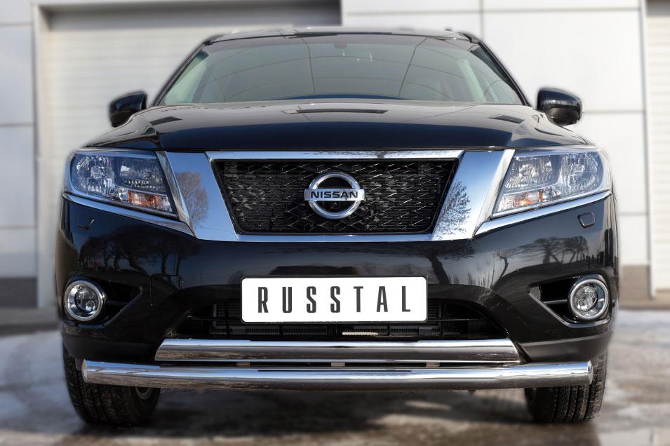Защита переднего бампера d76/75х42 для Nissan Pathfinder 2014, Slitkoff NPZ-002019