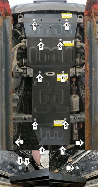Защита стальная Мотодор (Радиатор, Двигатель, Коробка переключения передач, Раздаточная коробка), 2 мм,  для Changan Hunter Plus  2023- арт. 77209