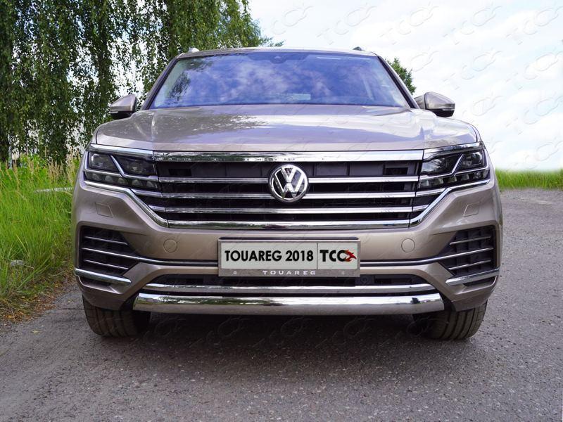 Защита передняя нижняя (овальная) 75х42 мм для автомобиля Volkswagen Touareg 2018-, TCC Тюнинг VWTOUAR18-23