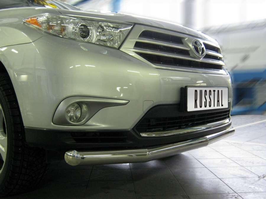 Защита переднего бампера d76 (4 секции) для Toyota Highlander 2010, Slitkoff THZ-000730