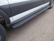 Порог алюминиевый с пластиковой накладкой (карбон черные) 2220 мм (правый) для автомобиля Ford Transit FWD L2 2013- TCC Тюнинг арт. FORTRAN16-05BL