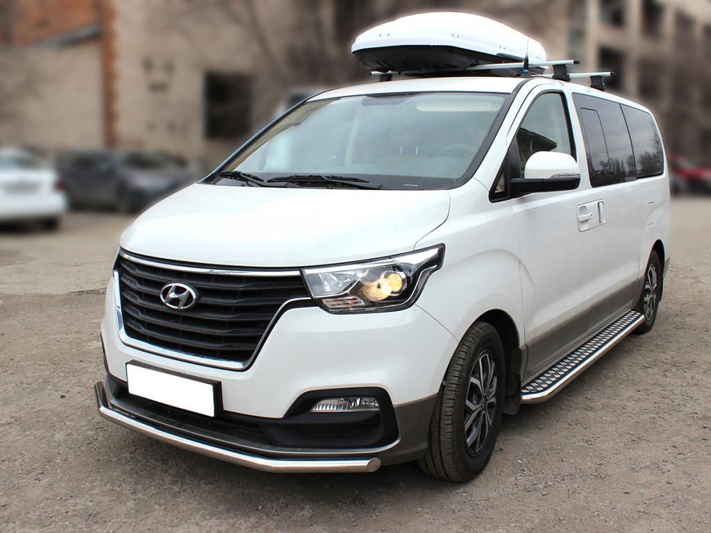 Защита переднего бампера одинарная d-53 для автомобиля Hyundai H1 2017-наст.вр., Технотек, арт. HYH117_1