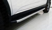 Пороги алюминиевые с пластиковой накладкой (карбон серебро) 1720 мм для автомобиля Renault Arkana 2019- TCC Тюнинг арт. RENARK19-20SL