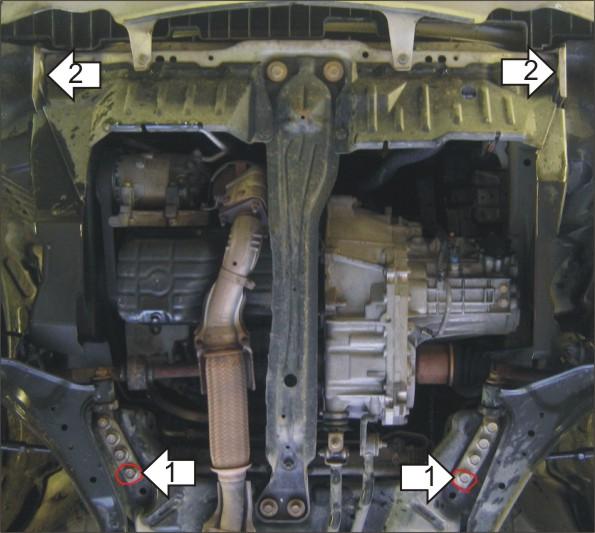 Защита стальная Мотодор (Двигатель, Коробка переключения передач), 2 мм, Сталь для Nissan Almera Tino 2000-2006 арт. 01414