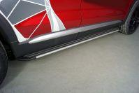 Пороги алюминиевые "Slim Line Silver" 1820 мм для автомобиля Geely Tugella 2020- TCC Тюнинг арт. GEELTUG20-28S