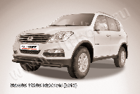 Защита переднего бампера d57+d57 двойная черная SsangYong Rexton (2012-2017) , Slitkoff, арт. SSRN003B