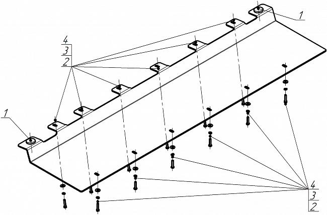 Защита алюминиевая Мотодор (Силовые провода, Топливные Трубки), 4 мм,  Li L6  2024- арт. 349903