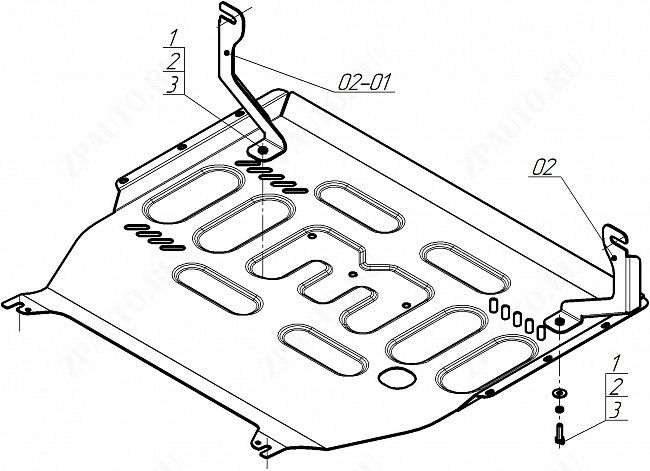 Защита стальная Мотодор (Двигатель, Коробка переключения передач), 2 мм,  для Geely Tugella  2020- арт. 74205