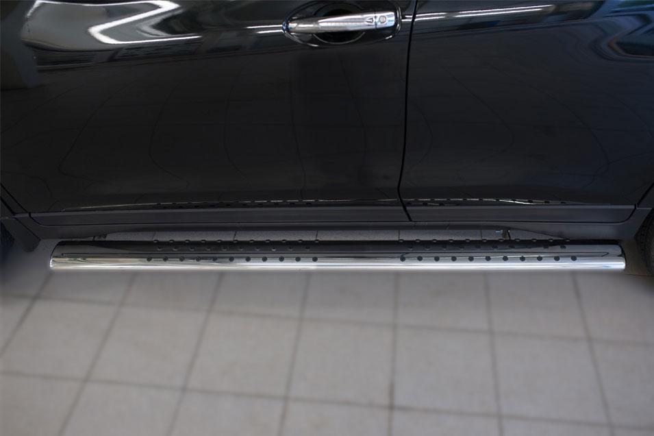 Пороги труба 120х60 овал с проступью для Nissan X-Trail T32 2014, Руссталь NXO-002089